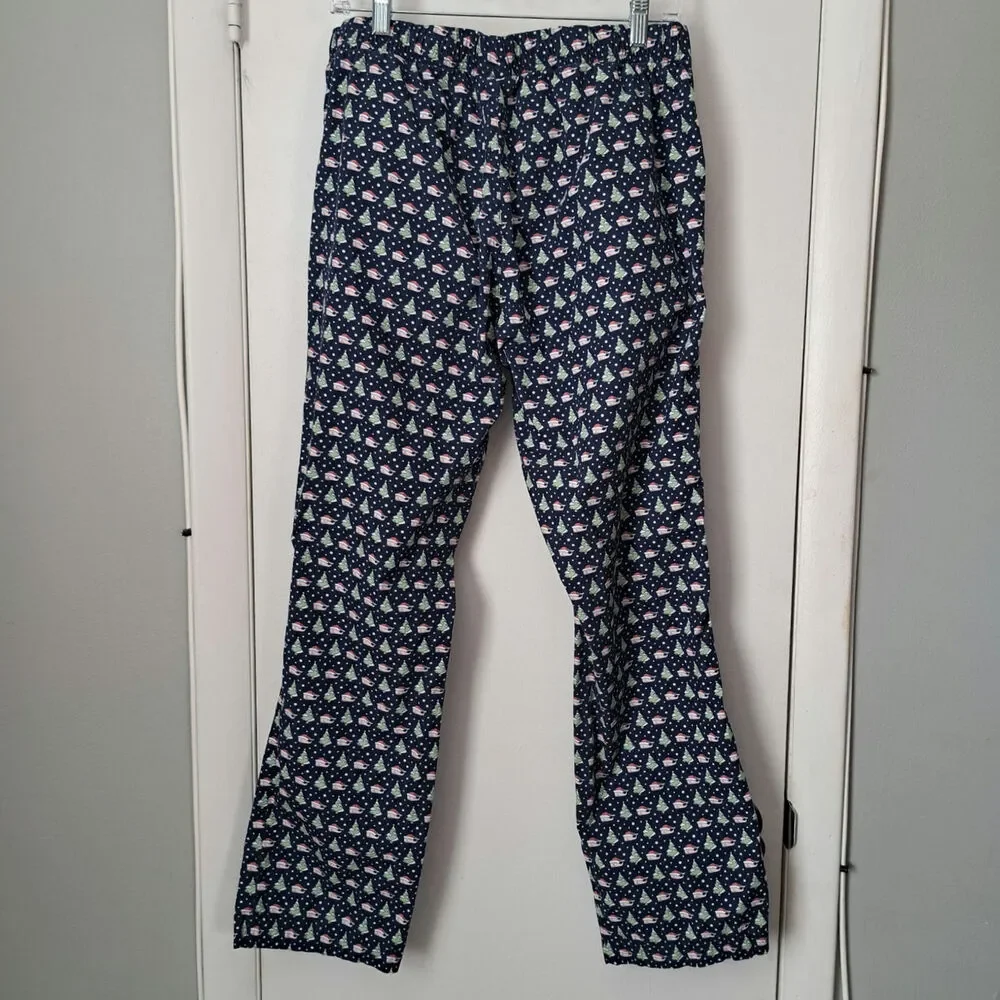 Vineyard Vines Logo with Santa Hat Christmas Cotton Lounge Pants Blue Men's Med - Picture 2 of 6